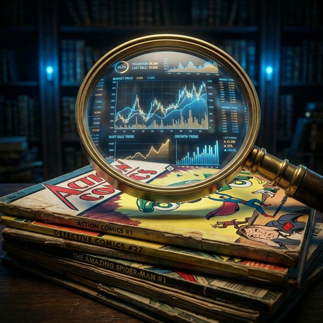 A collector using the ComicValue app to scan a comic book and see real-time market pricing.